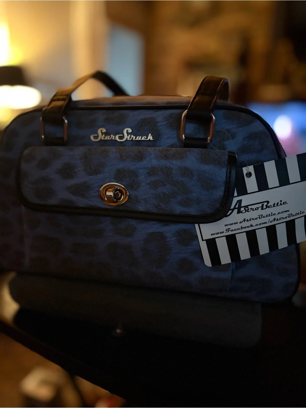 Blue Leopard Print Satchel